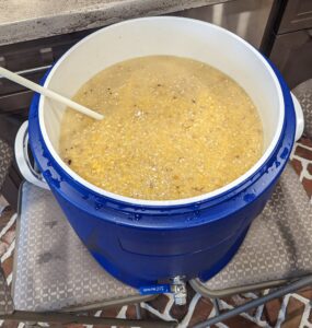 Corn Whiskey in Mash Tun